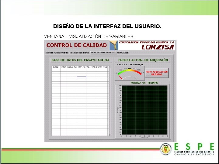 DISEÑO DE LA INTERFAZ DEL USUARIO. VENTANA – VISUALIZACIÓN DE VARIABLES. 