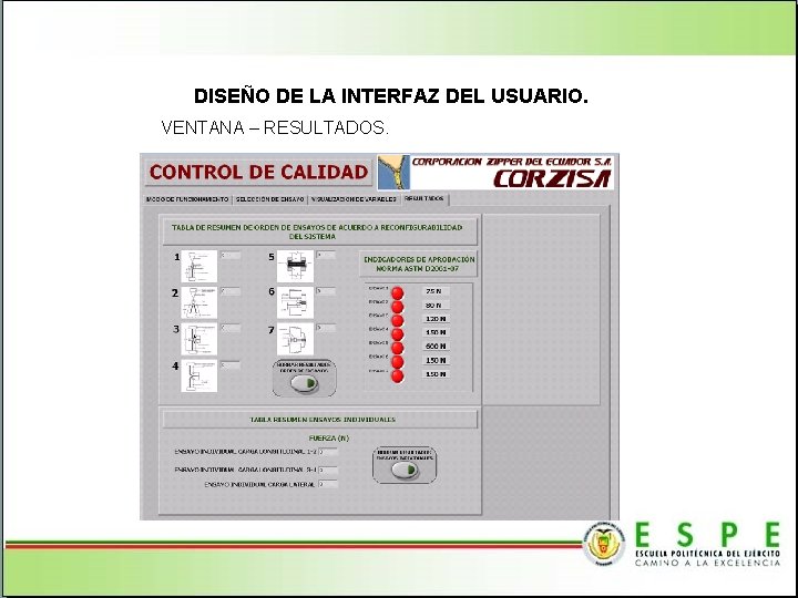 DISEÑO DE LA INTERFAZ DEL USUARIO. VENTANA – RESULTADOS. 