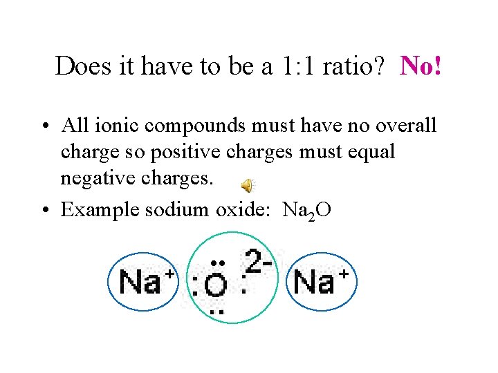 Does it have to be a 1: 1 ratio? No! • All ionic compounds Does it have to be a 1: 1 ratio? No! • All ionic compounds