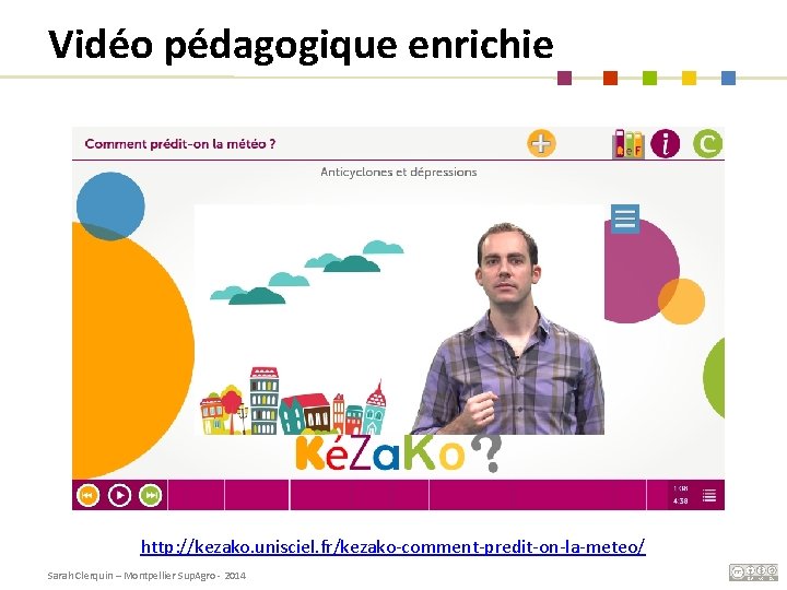 Vidéo pédagogique enrichie http: //kezako. unisciel. fr/kezako-comment-predit-on-la-meteo/ Sarah Clerquin – Montpellier Sup. Agro -
