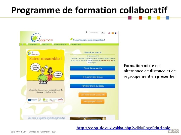 Programme de formation collaboratif Formation mixte en alternance de distance et de regroupement en
