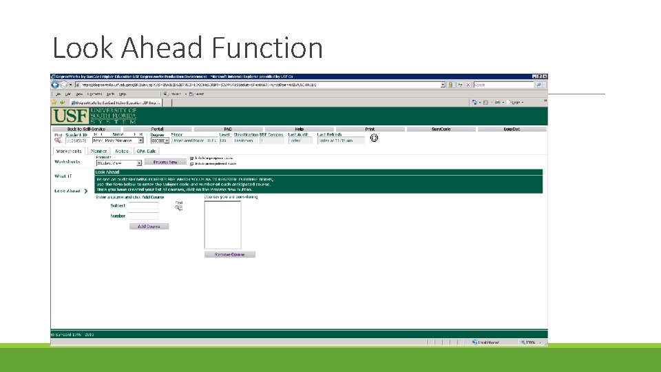 Look Ahead Function Look Ahead Function