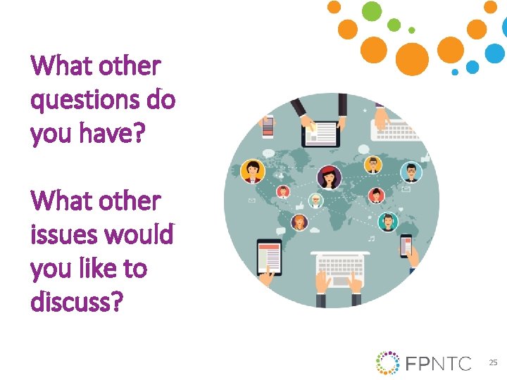 What other questions do you have? What other issues would you like to discuss?