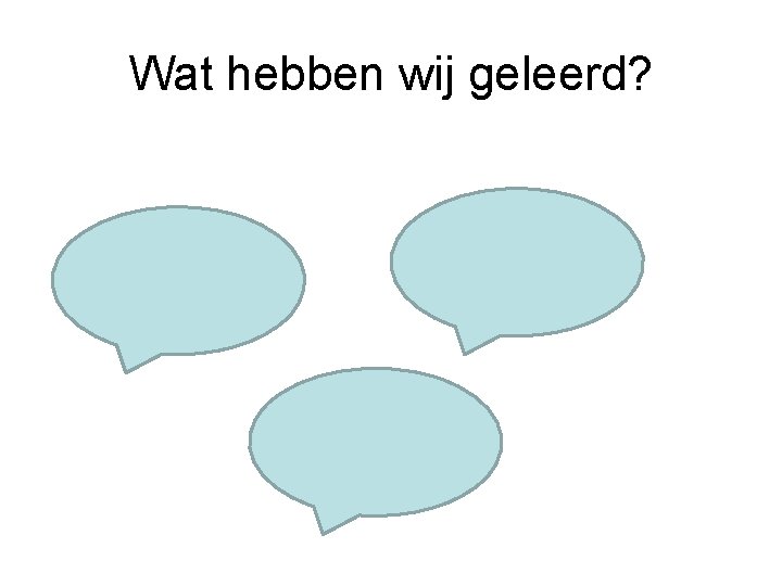 Wat hebben wij geleerd? 