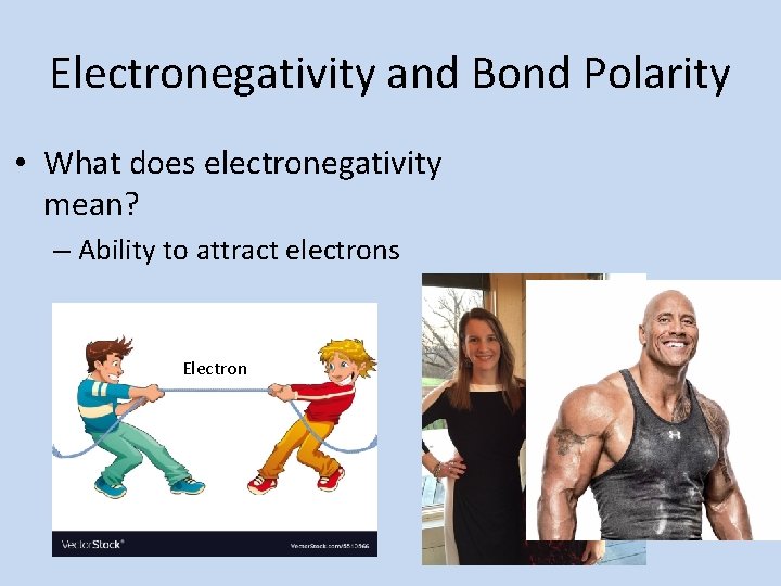 Electronegativity and Bond Polarity • What does electronegativity mean? – Ability to attract electrons