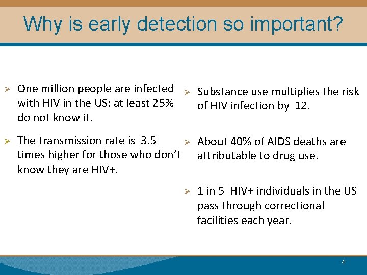 Why is early detection so important? Ø Ø One million people are infected with