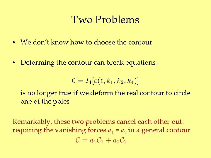 Two Problems • We don’t know how to choose the contour • Deforming the