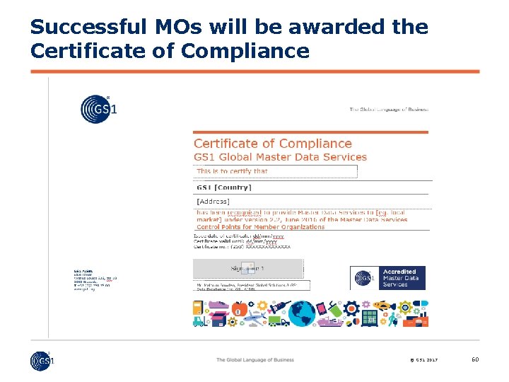 Successful MOs will be awarded the Certificate of Compliance © GS 1 2017 60