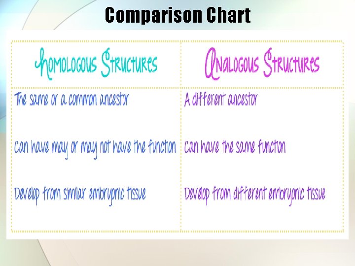 Comparison Chart 
