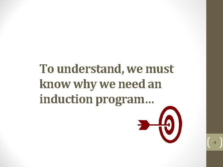 To understand, we must know why we need an induction program… 4 
