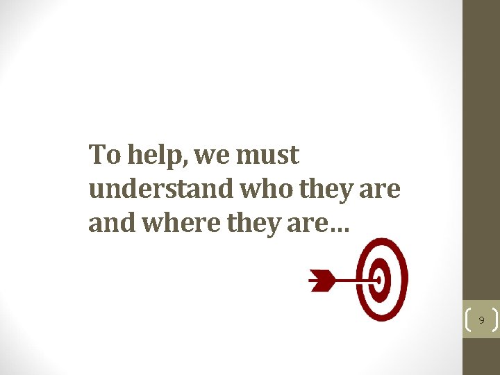 To help, we must understand who they are and where they are… 9 