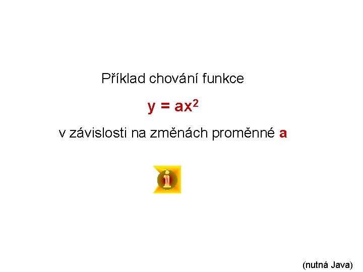 Příklad chování funkce y = ax 2 v závislosti na změnách proměnné a (nutná