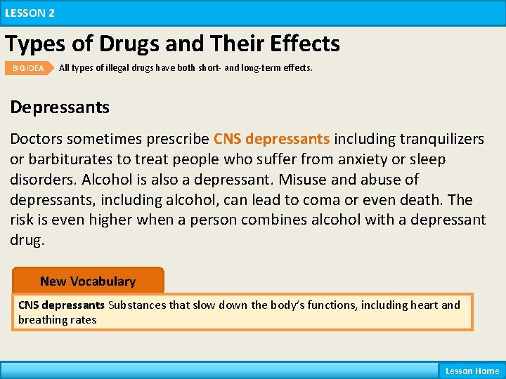 LESSON 2 Types of Drugs and Their Effects BIG IDEA All types of illegal LESSON 2 Types of Drugs and Their Effects BIG IDEA All types of illegal