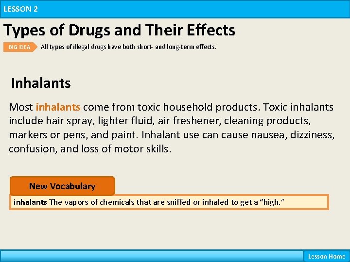 LESSON 2 Types of Drugs and Their Effects BIG IDEA All types of illegal LESSON 2 Types of Drugs and Their Effects BIG IDEA All types of illegal