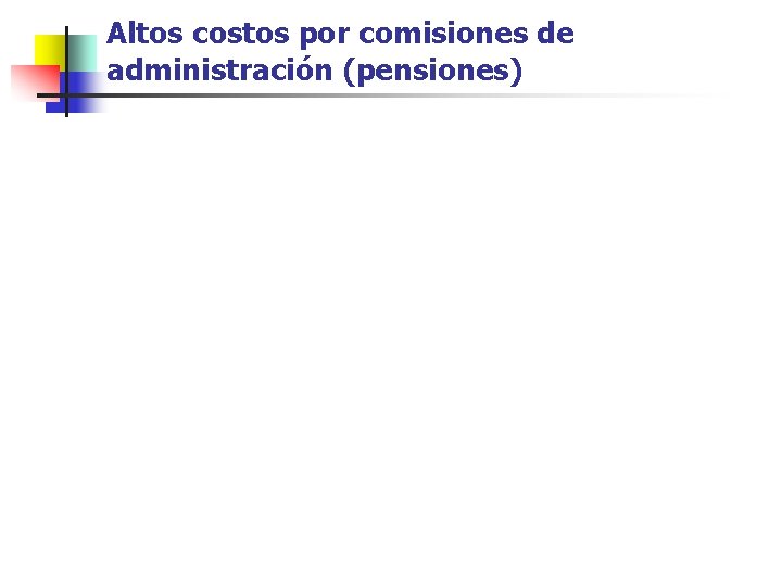 Altos costos por comisiones de administración (pensiones) 