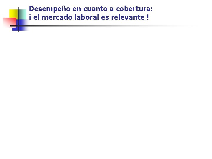 Desempeño en cuanto a cobertura: ¡ el mercado laboral es relevante ! 