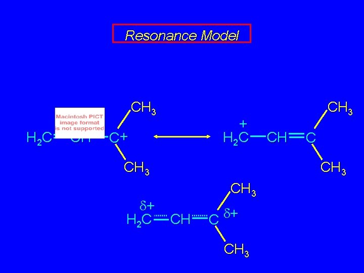Resonance Model CH 3 H 2 C CH + H 2 C C+ CH