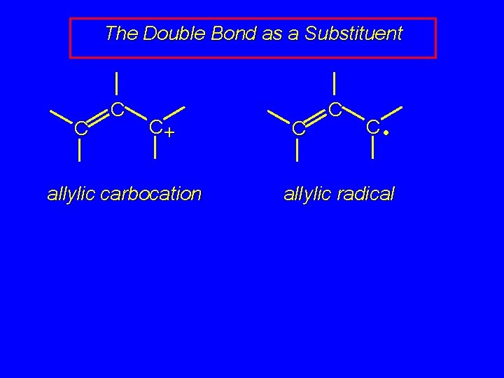 The Double Bond as a Substituent C C C+ allylic carbocation C C C