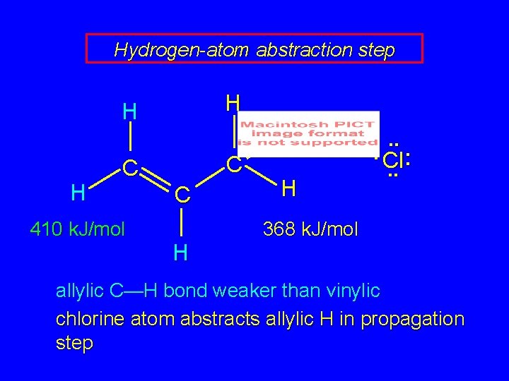 Hydrogen-atom abstraction step H H H C C 410 k. J/mol C H H