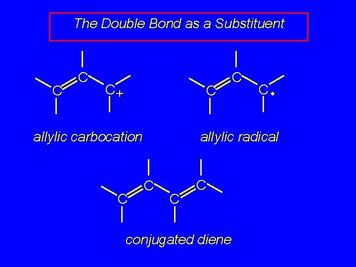 The Double Bond as a Substituent C C C+ C allylic carbocation C C