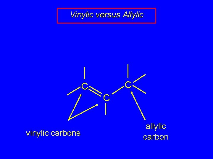 Vinylic versus Allylic C C C vinylic carbons allylic carbon 