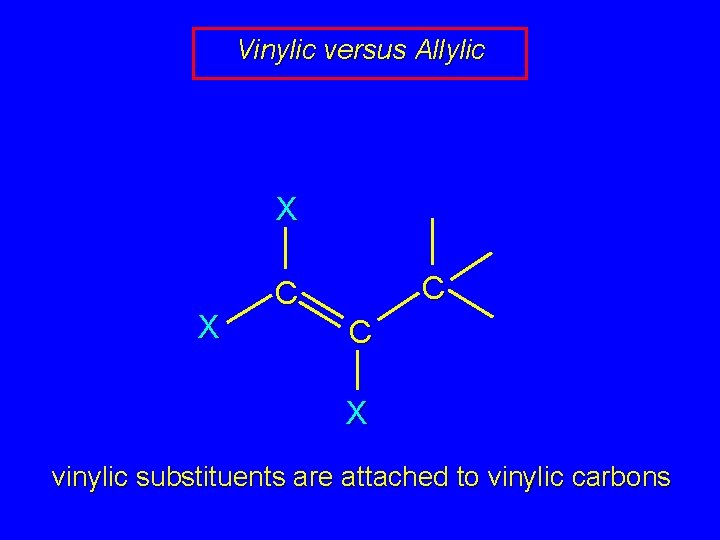 Vinylic versus Allylic X X C C C X vinylic substituents are attached to