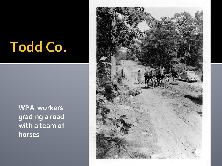 Todd Co. WPA workers grading a road with a team of horses Todd Co. WPA workers grading a road with a team of horses