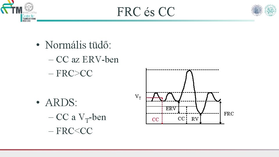 FRC és CC • Normális tüdő: – CC az ERV-ben – FRC>CC • ARDS: