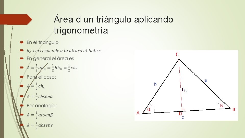 Área d un triángulo aplicando trigonometría 