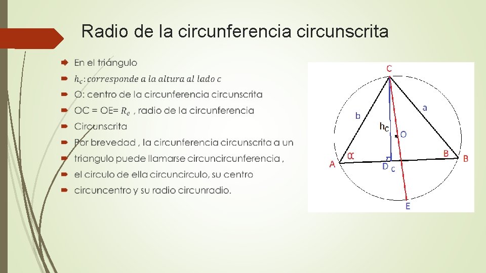 Radio de la circunferencia circunscrita 