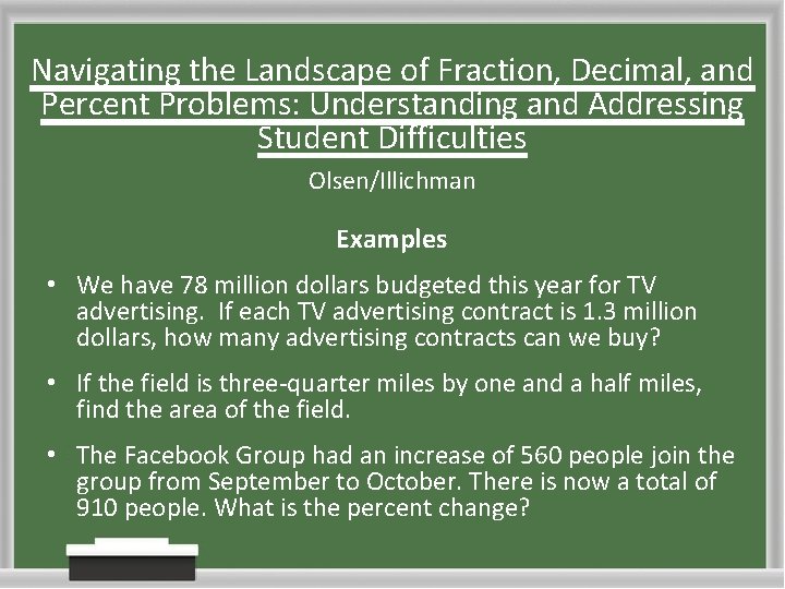 Navigating the Landscape of Fraction, Decimal, and Percent Problems: Understanding and Addressing Student Difficulties