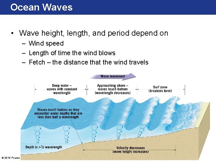 Ocean Waves • Wave height, length, and period depend on – Wind speed – Ocean Waves • Wave height, length, and period depend on – Wind speed –