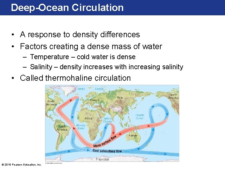 Deep-Ocean Circulation • A response to density differences • Factors creating a dense mass Deep-Ocean Circulation • A response to density differences • Factors creating a dense mass