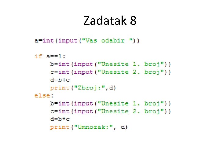 Zadatak 8 Zadatak 8