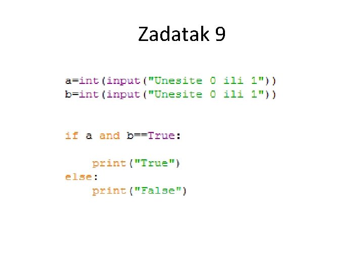 Zadatak 9 Zadatak 9