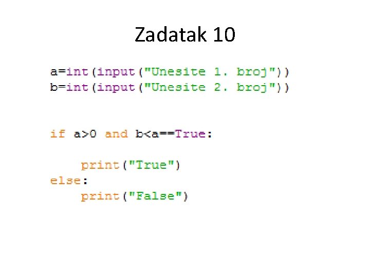 Zadatak 10 Zadatak 10
