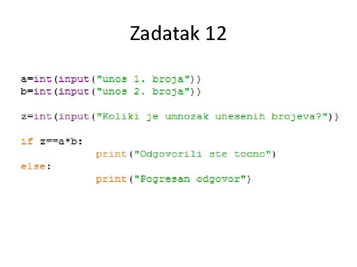 Zadatak 12 Zadatak 12
