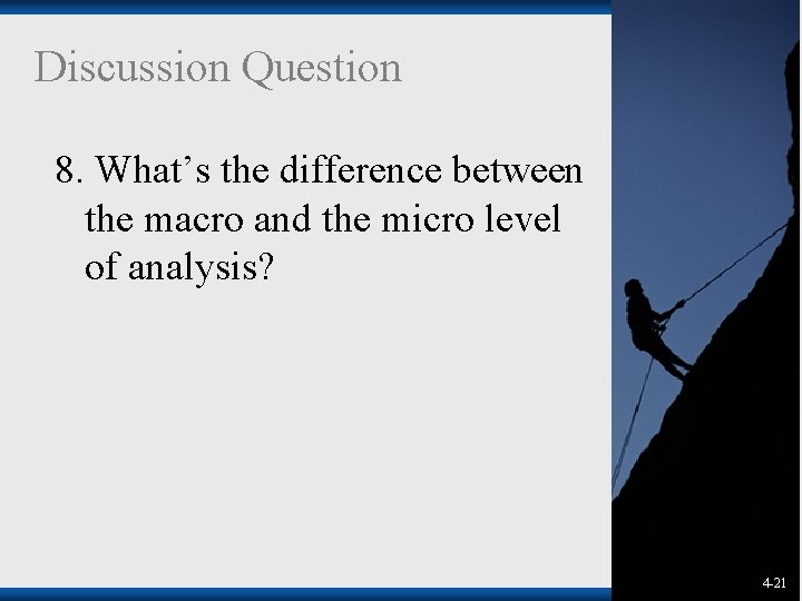 Discussion Question 8. What’s the difference between the macro and the micro level of Discussion Question 8. What’s the difference between the macro and the micro level of