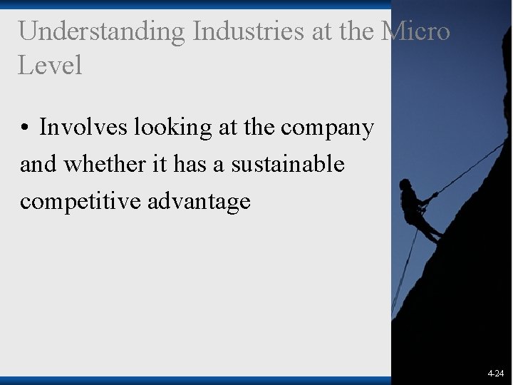 Understanding Industries at the Micro Level • Involves looking at the company and whether Understanding Industries at the Micro Level • Involves looking at the company and whether