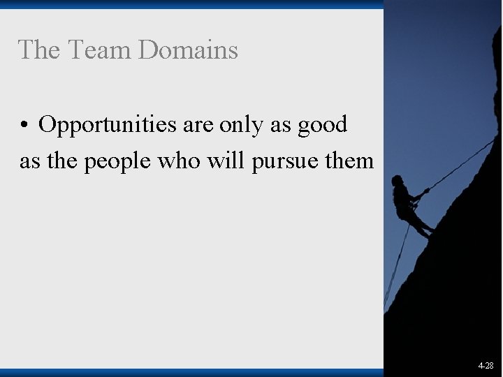 The Team Domains • Opportunities are only as good as the people who will The Team Domains • Opportunities are only as good as the people who will