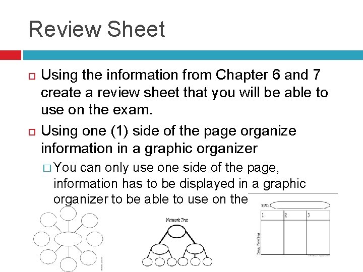 Review Sheet Using the information from Chapter 6 and 7 create a review sheet