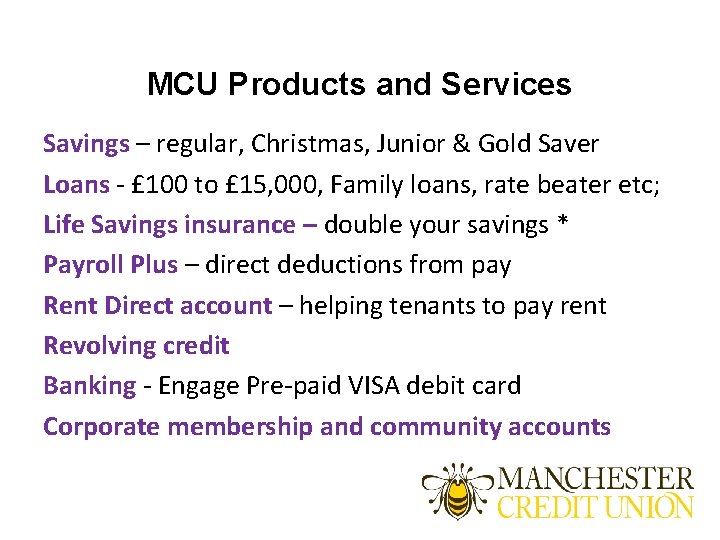 MCU Products and Services Savings – regular, Christmas, Junior & Gold Saver Loans - MCU Products and Services Savings – regular, Christmas, Junior & Gold Saver Loans -