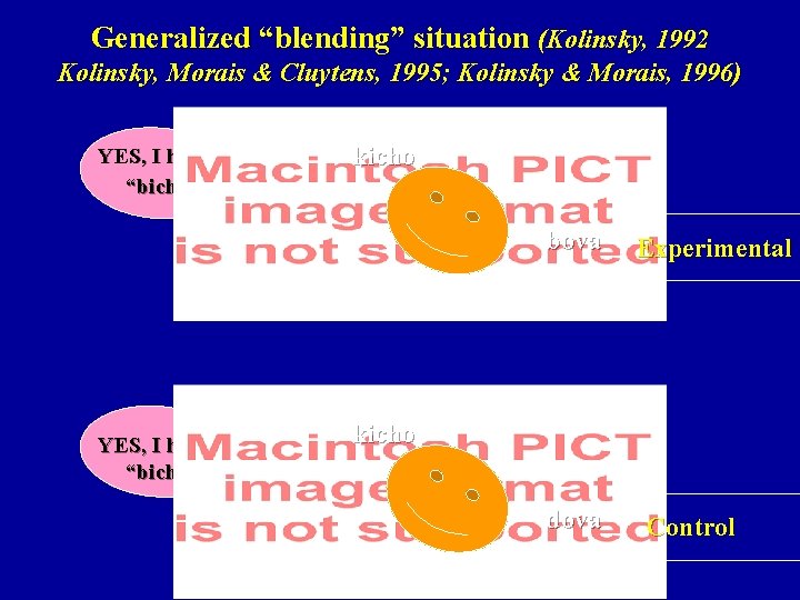 Generalized “blending” situation (Kolinsky, 1992 Kolinsky, Morais & Cluytens, 1995; Kolinsky & Morais, 1996)