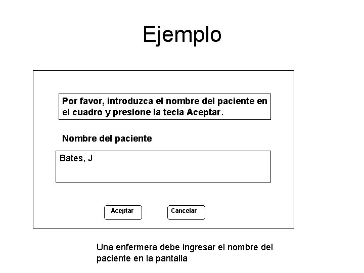 Ejemplo Por favor, introduzca el nombre del paciente en el cuadro y presione la