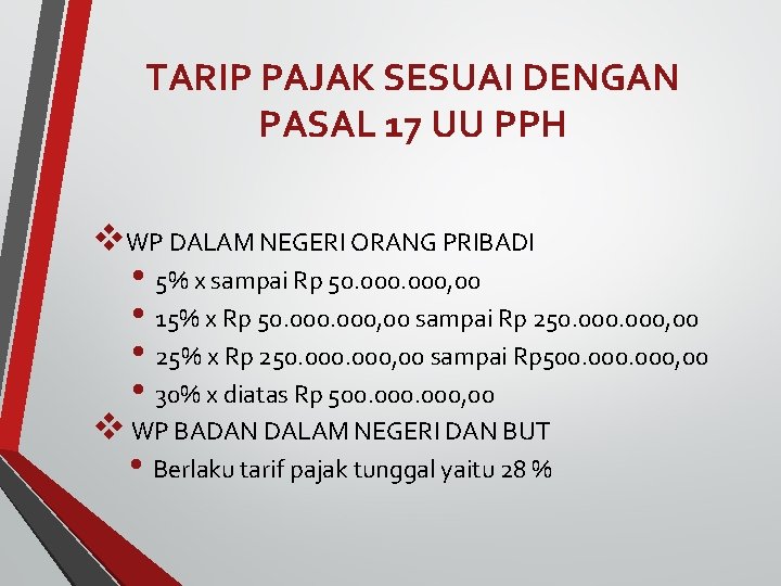 TARIP PAJAK SESUAI DENGAN PASAL 17 UU PPH v. WP DALAM NEGERI ORANG PRIBADI