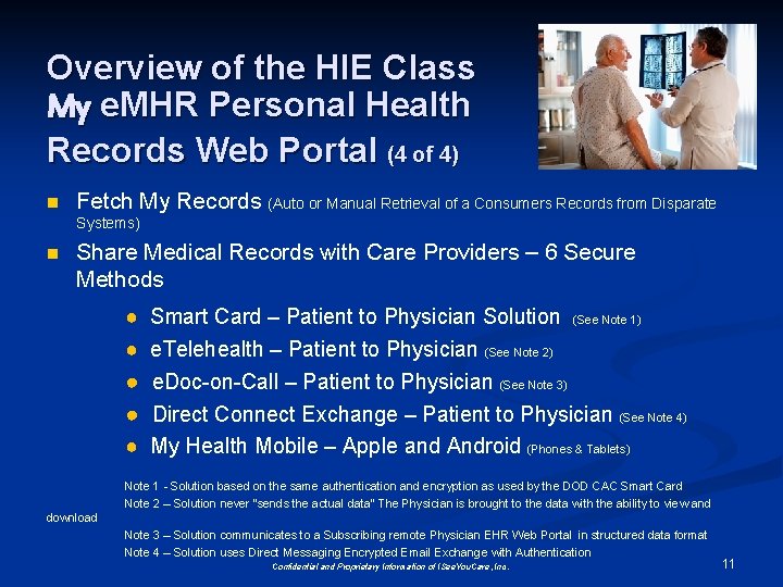 Overview of the HIE Class My e. MHR Personal Health Records Web Portal (4 Overview of the HIE Class My e. MHR Personal Health Records Web Portal (4