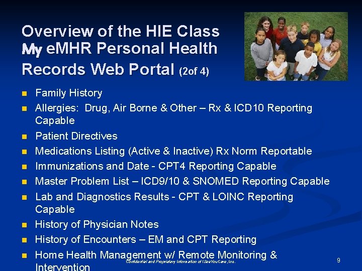Overview of the HIE Class My e. MHR Personal Health Records Web Portal (2 Overview of the HIE Class My e. MHR Personal Health Records Web Portal (2