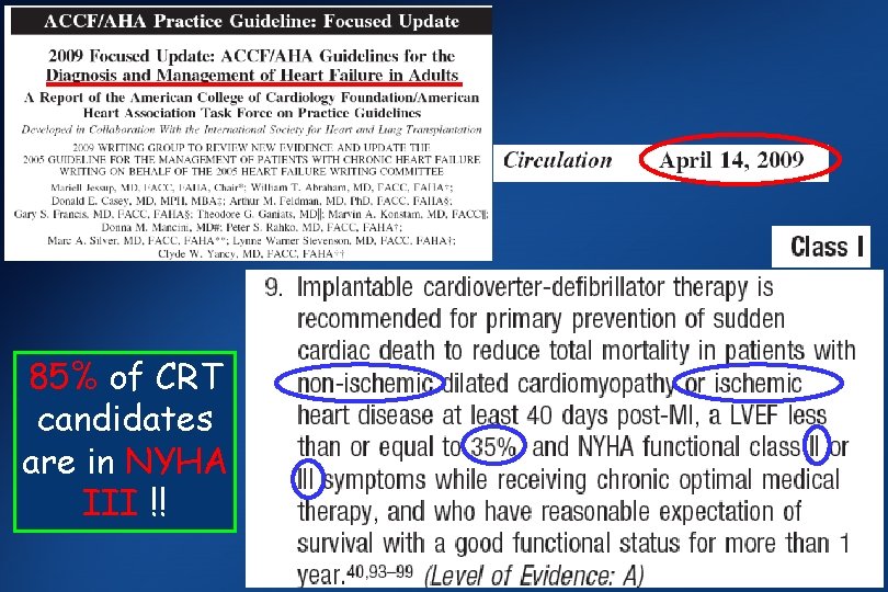 85% of CRT candidates are in NYHA III !! 