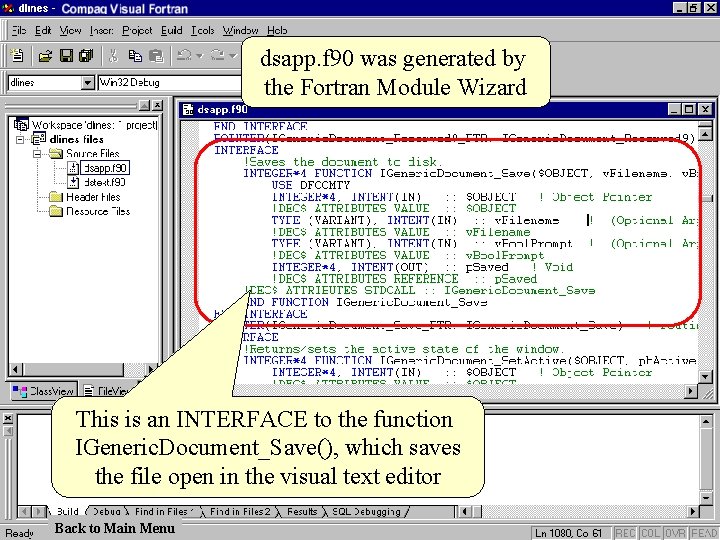 dsapp. f 90 was generated by the Fortran Module Wizard This is an INTERFACE