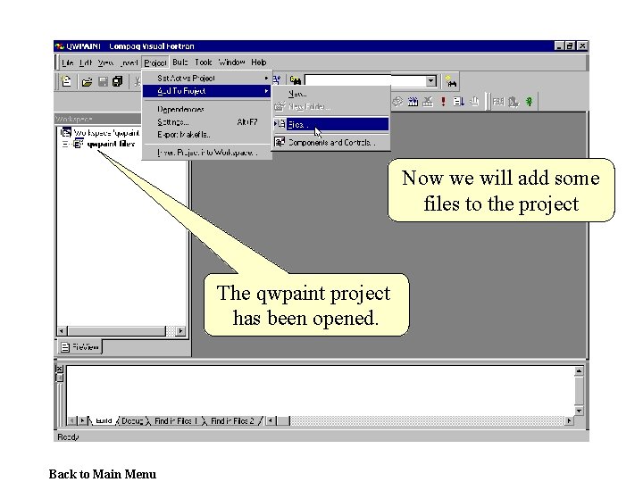 Now we will add some files to the project The qwpaint project has been